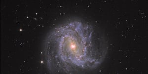 An image of the Messier 83,aka The Southern Pinwheel spiral galaxy,taken by the SuperBIT telescope flying on a super pressure balloon.