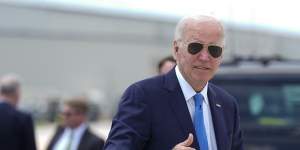 President Joe Biden arrives to board Air Force One at Dover Air Force Base,in Dover,Delaware.