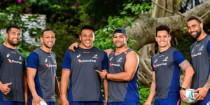 Samoan flavour:Wallabies forwards Scott Sio,Christian Lealiifano,Allan Alaalatoa,Jordan Uelese,Matt Toomua and Lukhan Salakaia-Loto are all proud of their Samoan heritage. 