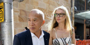 Charlie Teo leaves the hearing with partner Traci Griffiths on Thursday.