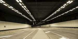 Inside the new M8 tunnel,linking Beverly Hills and St Peters within a 10 minute drive.