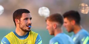 Mathew Leckie pictured during a Socceroos training session in Dubai earlier this month. 
