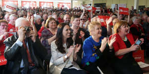 A huge crowd of supporters,mixed with a vibrant atmosphere welcomed Jacinda Ardern,centre left,to a rally on August 27.