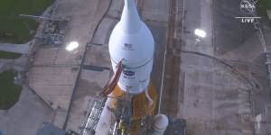 NASA Artemis on the launch pad in Florida.