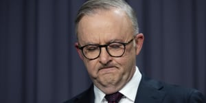 Anthony Albanese speaks after the failure of the Yes vote on Saturday night.