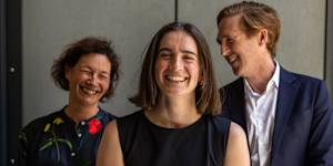 Adele Burke (centre),with Nikki and Angus Dawson. Burke is the recipient of a new $100,000 scholarship from the Katrina Dawson Foundation.