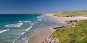 Perranporth Beach on the north coast of Cornwall.
