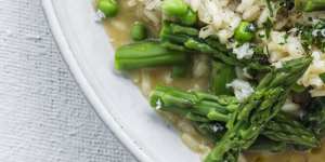 This asparagus and pea risotto is a springtime party.