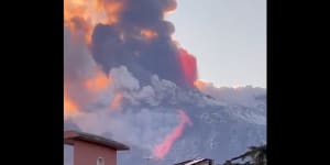 Footage of Mt Etna errupting