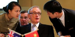 Then-foreign minister Bob Carr in Chengdu,China in 2013. 