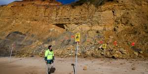 Cliff collapses at Jan Juc have prompted warnings from authorities for people to stay away from the sand beneath. 