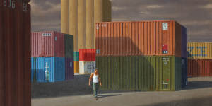 Jeffrey Smart’s Containers and Silos at Livorno (1990)