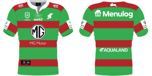 A mock-up of the jersey Souths will wear on Saturday,featuring the torn Rabbitoh logo.