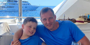 Charlie Aitken with his son Will aboard superyacht Aroha.