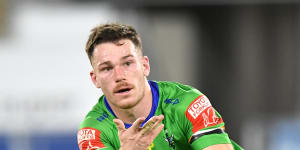 Tom Starling playing for Canberra in 2021.