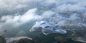 The futuristic museum is designed by Zaha Hadid Architects.