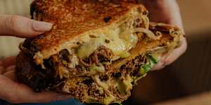 Beef rendang toastie at Greedy Civet