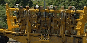 Tilt wagons carry oversized sections of track known as “turnouts”.
