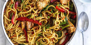 Adam Liaw's easy,flavour-packed chicken lo mein.