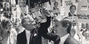 Andrew Peacock and Jeff Kennett on the campaign trail in May 1985.