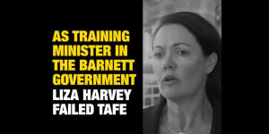 Labor goes negative,pushes out ad attacking Liza Harvey on TAFE record