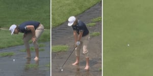 Barefoot Smith saves par from creek