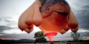The Centenary of Canberra has launched its largest commission? a sculpture by internationally renowned artist and former Canberran Patricia Piccinini that is a 34m long,23m high hot-air balloon called?The Skywhale.? The Skywhale?is at least twice as big as a standard hot-air balloon,weighs half a tonne and used more than 3.5km of fabric. It took 16 people seven months and more than 3.3 million stitches to design and make.? It will be tethered near the National Gallery of Australia on Saturday morning as part of an international sculpture symposium.? On Monday it will make its first flight over Canberra. FirstFlight_71.jpg