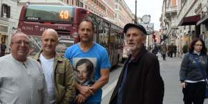 Abuse survivors Tony Warldey,Andrew Collins,Peter Blenkiron and Paul Auchettl in Rome. 