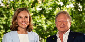 Fiona Hick with Andrew Forrest in November,when she was announced as Fortescue Metals chief executive.