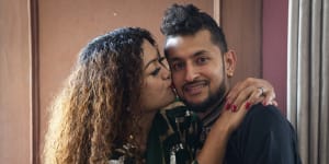 Same-sex couple Surendra Pandey,right,and Maya Gurung,who got married six years ago.