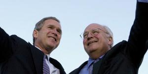 Then Republican presidential candidate George W. Bush and his running mate,Dick Cheney,in 2000.