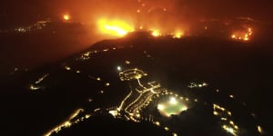 Fire near Olympia in Greece last week. Increased risk of extreme fires is one of the expected impacts of climate change,the United Nations’ Intergovernmental Panel on Climate Change found.