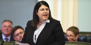 Queensland Education Minister Grace Grace in Queensland Parliament