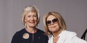 Ms Broadbent with her friend Carla Zampatti at the designer’s home in 2018.