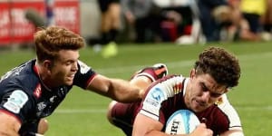 The Red have thrashed Melbourne in Super Rugby,with Josh Nasser scoring one of their eight tries.