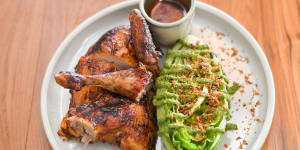 Portuguese chicken with green goddess salad.