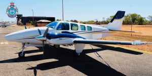 The plane,a Beechcraft Baron 58,which crashed in Kununurra on April 16,2022.