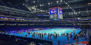 Lucas Oil Stadium in Indianapolis is hosting the US swimming trials. 