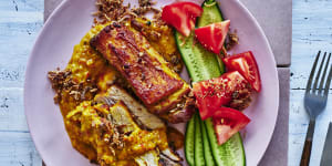 Turmeric and coconut baked pork belly.