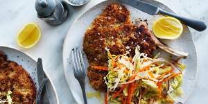 Neil Perry's veal cotoletta with coleslaw
