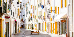 Residential buildings in the walled city of Evora.