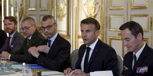 France’s President Emmanuel Macron,2nd right,chairs a security and defence council at the Elysee Palace in Paris.
