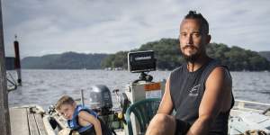 Cain Bettenson came to help when a boat caught fire at Hawkesbury River Marina.