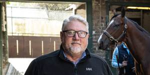 Paul Lumtin,who survived the tragic Sydney to Hobart in 1998,with a horse he part owns,Storm Boy,before The Everest.