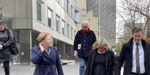 Simon Peckitt and Felicity Stewart,parents of two-year-old Harriet,leave the County Court in Melbourne on Friday.
