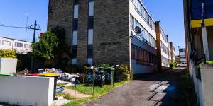 The unit block in Belmore where a man,aged in his 30s,was found stabbed to death. His friend was released without charge.