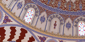 Striking interior dome of the Banya Bashi Mosque.