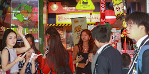 One of Glen Waverley’s many arcades packed with snack and street food outlets.