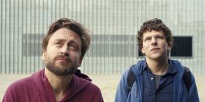 Jesse Eisenberg and Kieran Culkin collide in not-so-solemn Holocaust pilgrimage