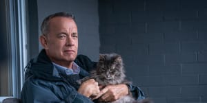 Tom Hanks,aka Tom Hanks the novelist,with feline friend in A Man Called Otto.